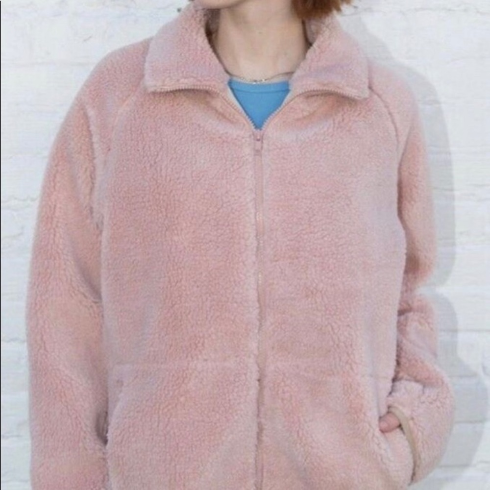 pink brandy melville willow shearling jacket